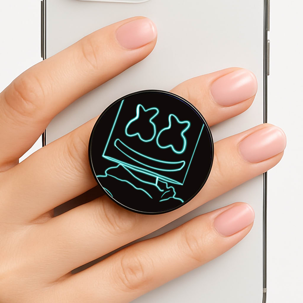 Black White Helmet DJ Neon Phone Grip