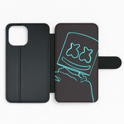 Black White Helmet DJ Neon Flip / Wallet Phone Case 2