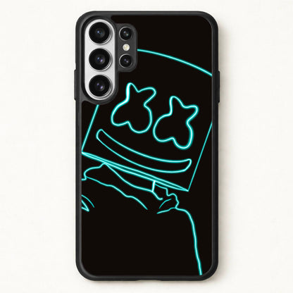 Black White Helmet DJ Neon Phone Case for Galaxy S26 Ultra