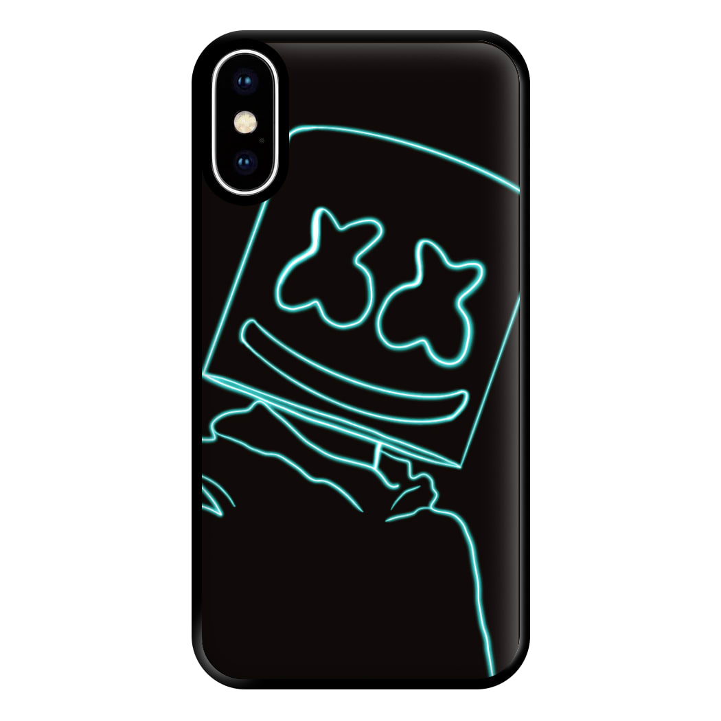 Black White Helmet DJ Neon Phone Case for iPhone XS Max