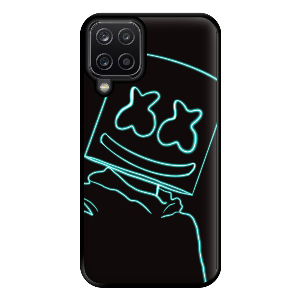 Black White Helmet DJ Neon Phone Case for Galaxy A12