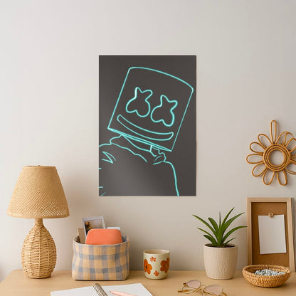 Black White Helmet DJ Neon Art Print