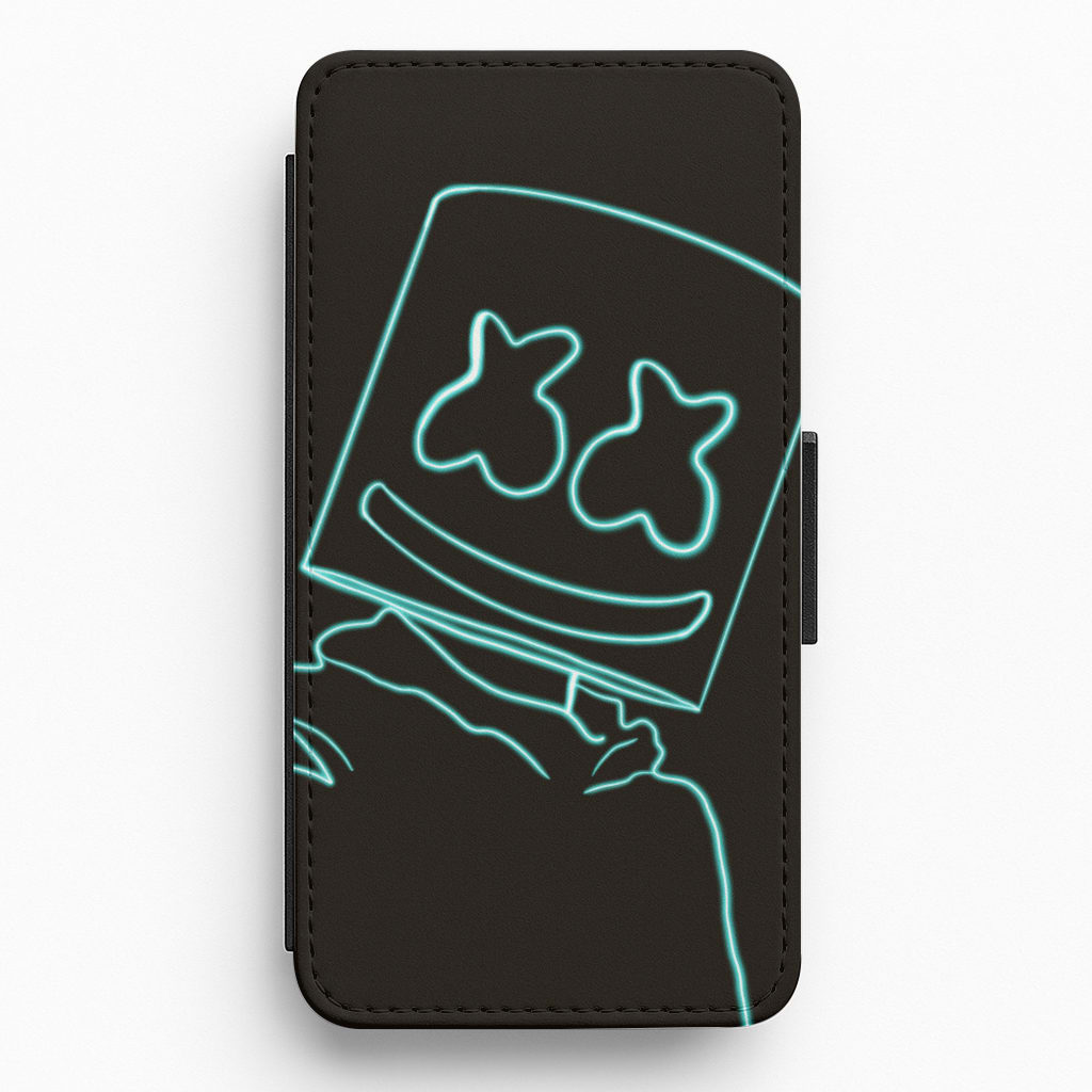Black White Helmet DJ Neon Flip / Wallet Phone Case