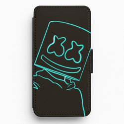 Black White Helmet DJ Neon Flip / Wallet Phone Case