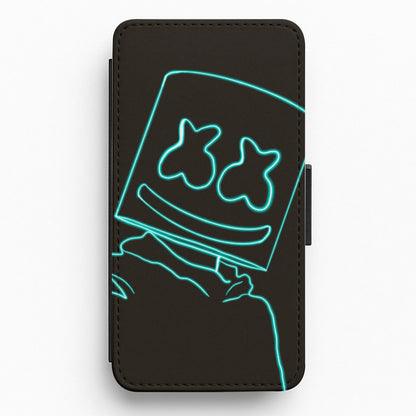 Black White Helmet DJ Neon Flip / Wallet Phone Case