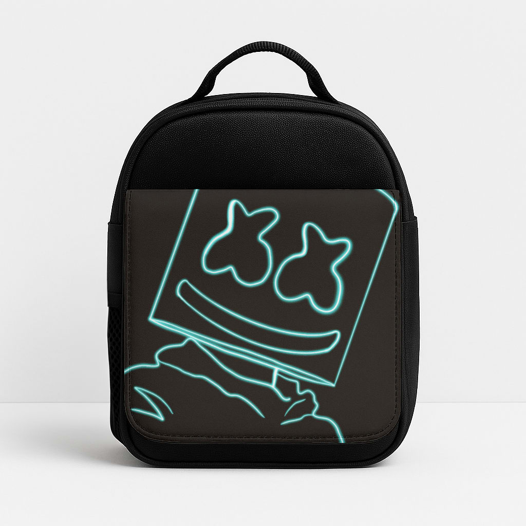 Black White Helmet DJ Neon Insulated Lunchbox