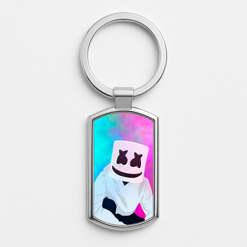 Rainbow White Helmet DJ Luxury Keyring
