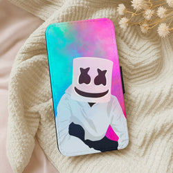 Rainbow White Helmet DJ Wallet Phone Case