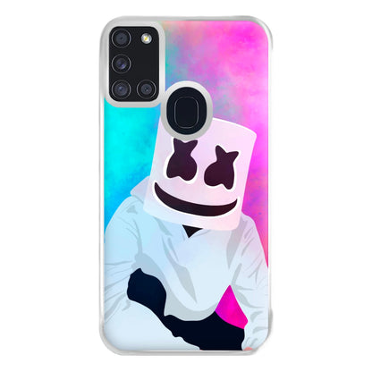 Rainbow White Helmet DJ Phone Case for Galaxy A21s