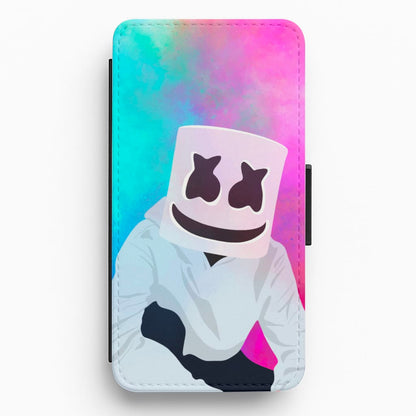 Rainbow White Helmet DJ Flip / Wallet Phone Case