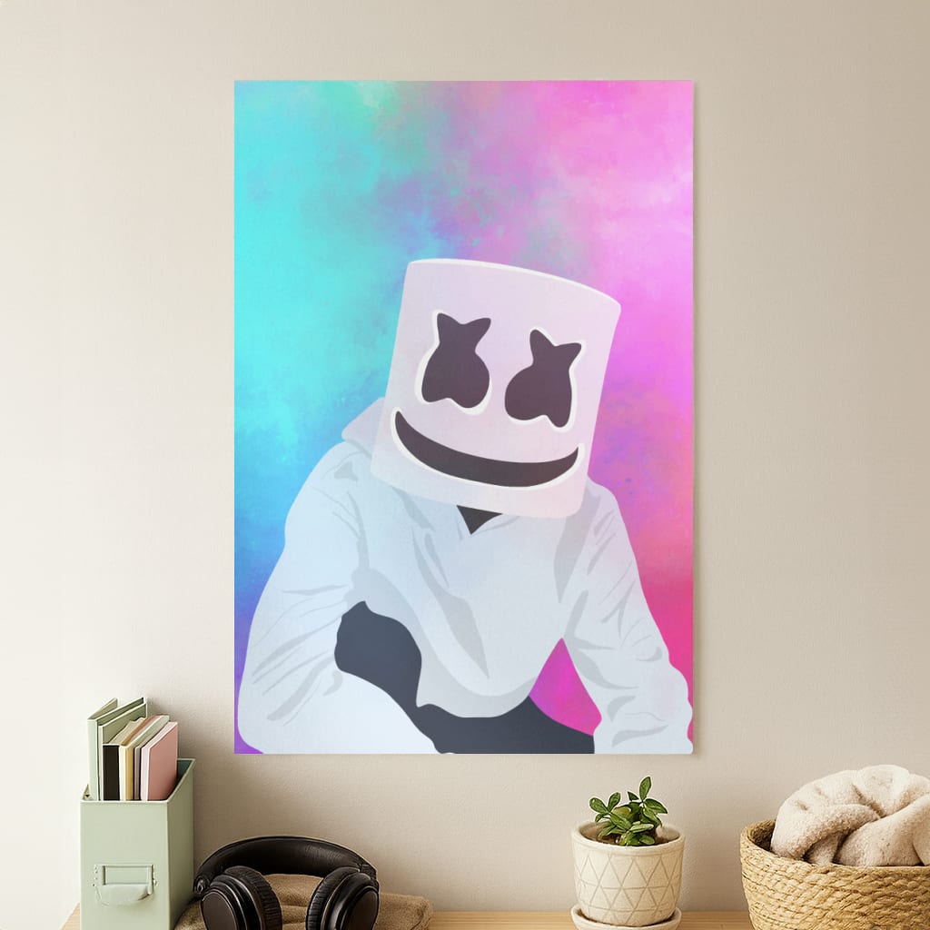 Rainbow White Helmet DJ Poster