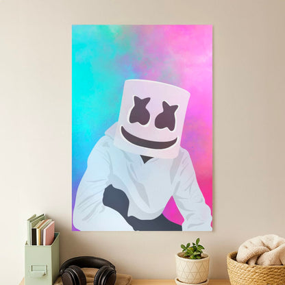 Rainbow White Helmet DJ Poster
