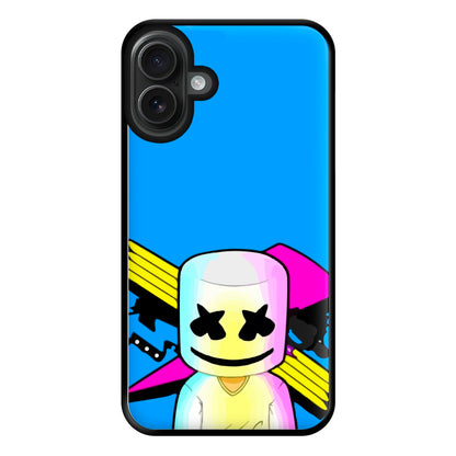 Neon Logo White Helmet DJ Phone Case for iPhone 16 Plus