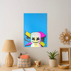 Neon Logo White Helmet DJ Art Print