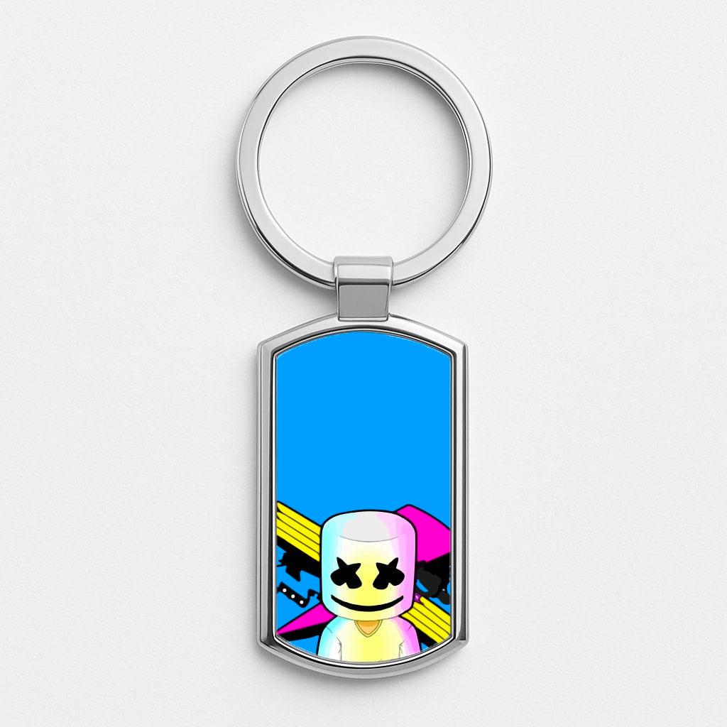 Neon Logo White Helmet DJ Silver Keyring