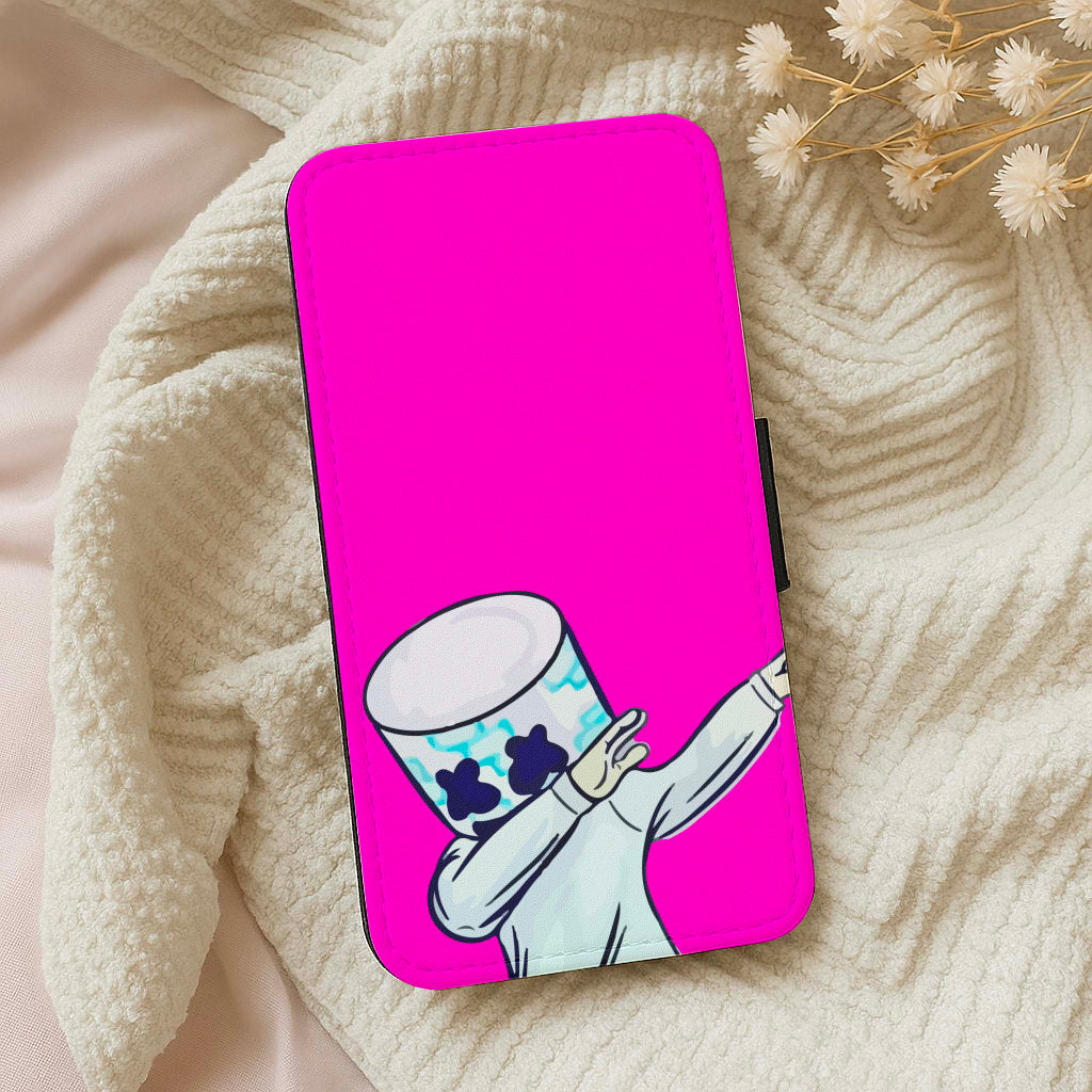 Pink Marshmello Dab  Wallet Phone Case