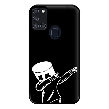 Silhouette White Helmet DJ Dab Phone Case for Galaxy A21s