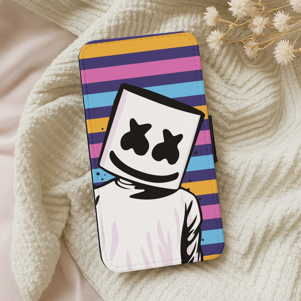 Striped Marshmello  Wallet Phone Case