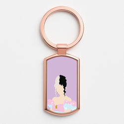 Blue And Pink Dress Rose Gold Keyring