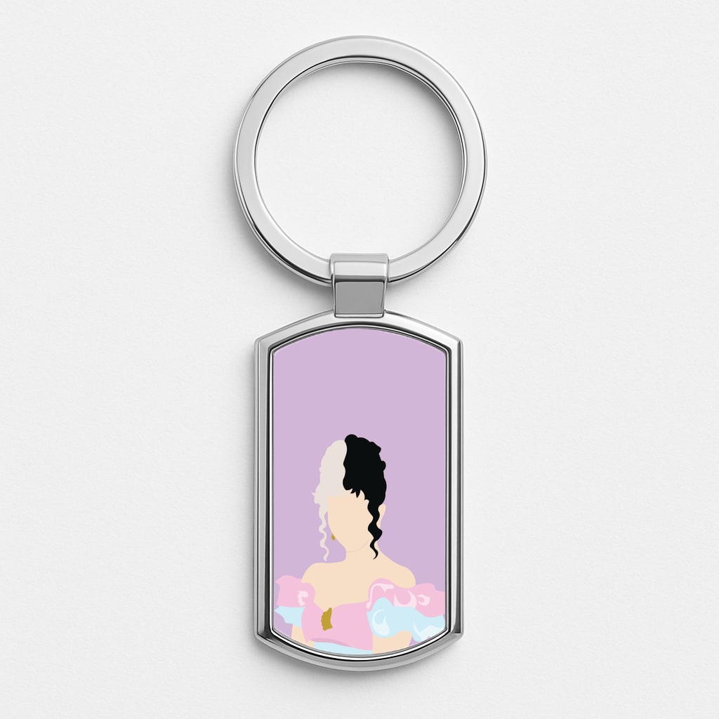 Blue And Pink Dress Silver Keyring