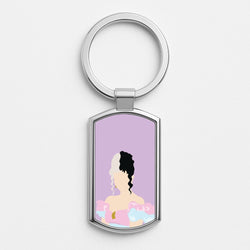 Blue And Pink Dress Silver Keyring
