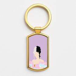 Blue And Pink Dress Gold Keyring