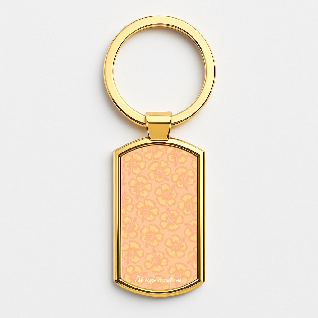 The Ocean It Calls Me Gold Keyring