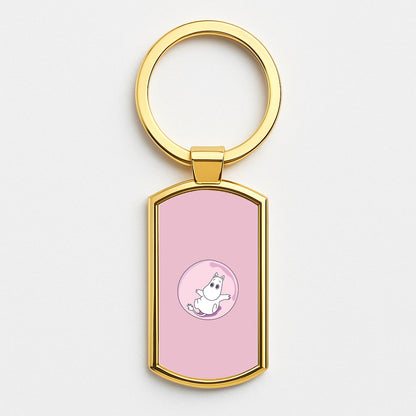 Moomin In A Pink Bubble  Gold Keyring