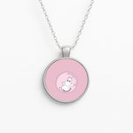 Moomin In A Pink Bubble  Circle Necklace