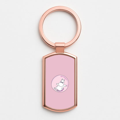 Moomin In A Pink Bubble  Rose Gold Keyring