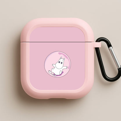 Moomin In A Pink Bubble  Pink AirPods Case