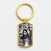 Monochrome Scream Collage Luxury Keyring 3