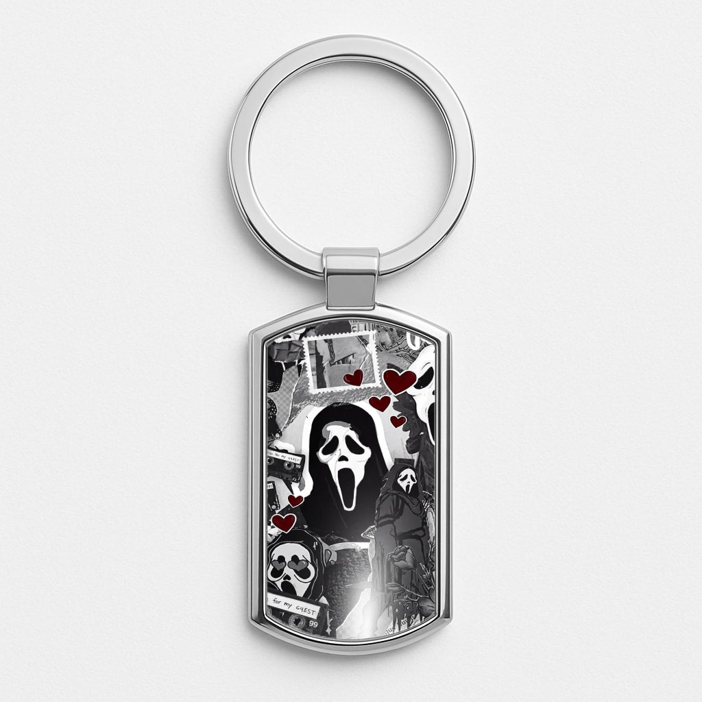 Monochrome Scream Collage Luxury Keyring