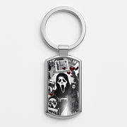 Monochrome Scream Collage Luxury Keyring 1