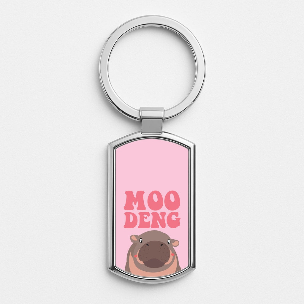 Moo Pink Silver Keyring