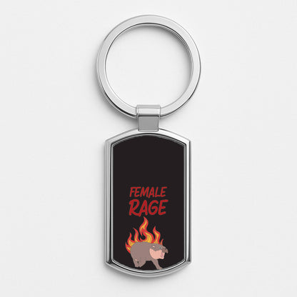 Female Rage Silver Keyring