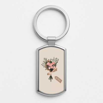 Mum Bouquet - Mother's Day Silver Keyring