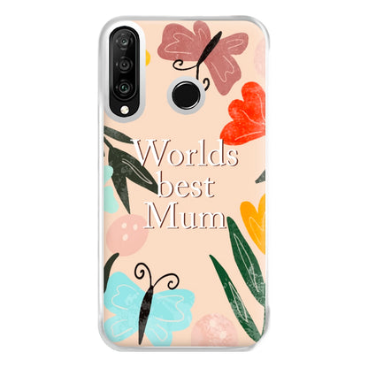 Worlds Best Mum - Floral Mother's Day Phone Case for Huawei P30 Lite