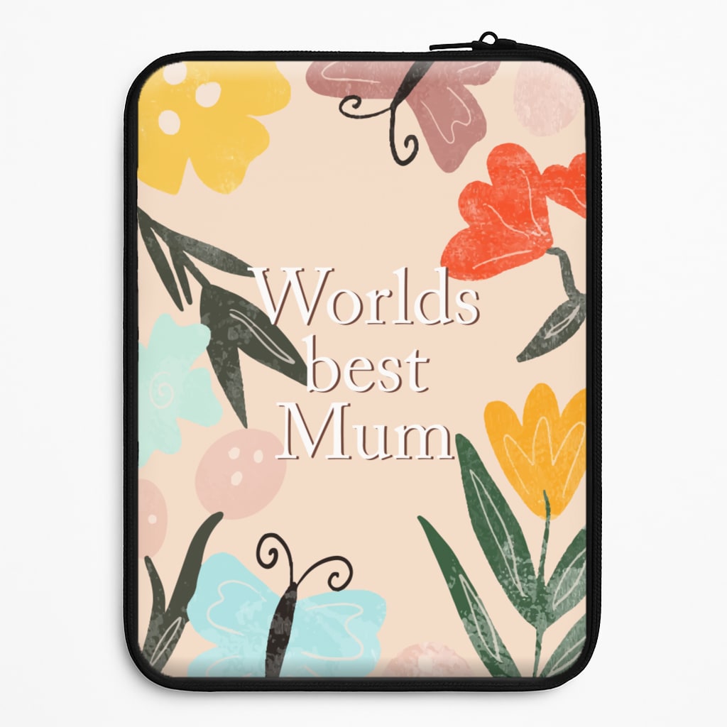 Worlds Best Mum - Floral Mother's Day Laptop Sleeve