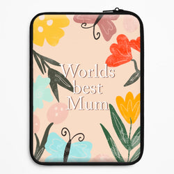 Worlds Best Mum - Floral Mother's Day Universal Laptop Sleeve