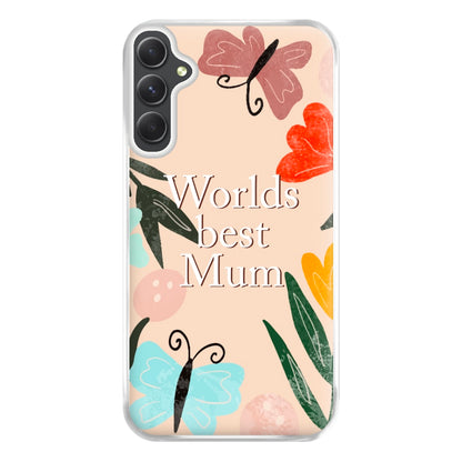 Worlds Best Mum - Floral Mother's Day Phone Case for Galaxy A14