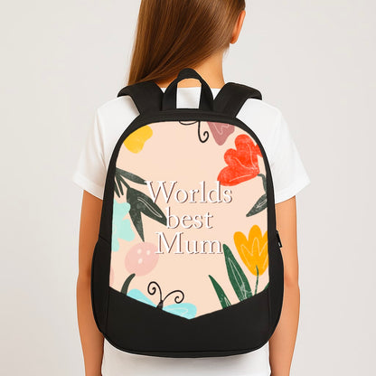 Worlds Best Mum - Floral Mother's Day Large School Bag