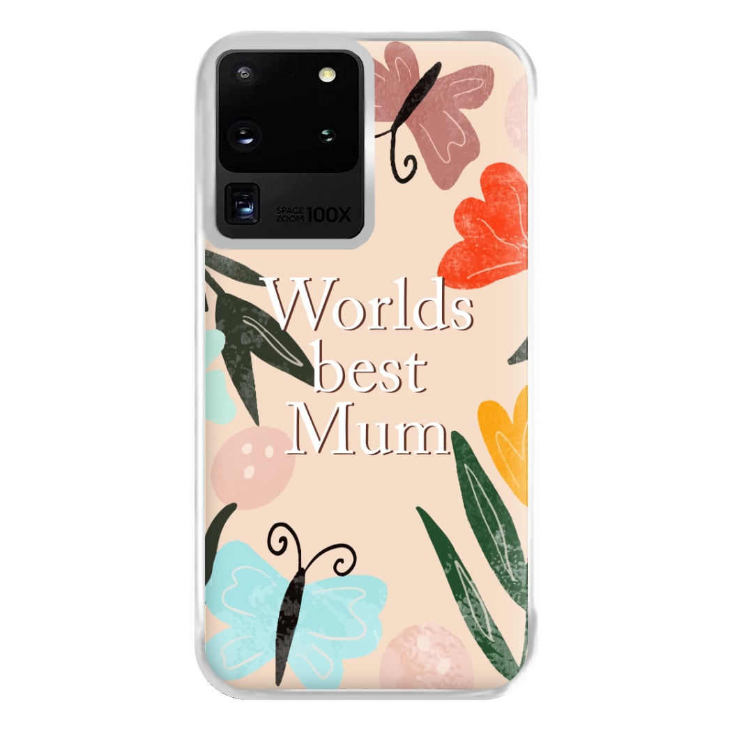 Worlds Best Mum - Floral Mother's Day Phone Case for Galaxy S20 Ultra