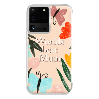 Worlds Best Mum - Floral Mother's Day Phone Case for Galaxy S20 Ultra