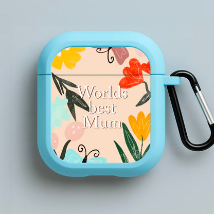Worlds Best Mum - Floral Mother's Day Blue AirPods Case