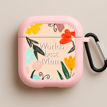 Worlds Best Mum - Floral Mother's Day Pink AirPods Case