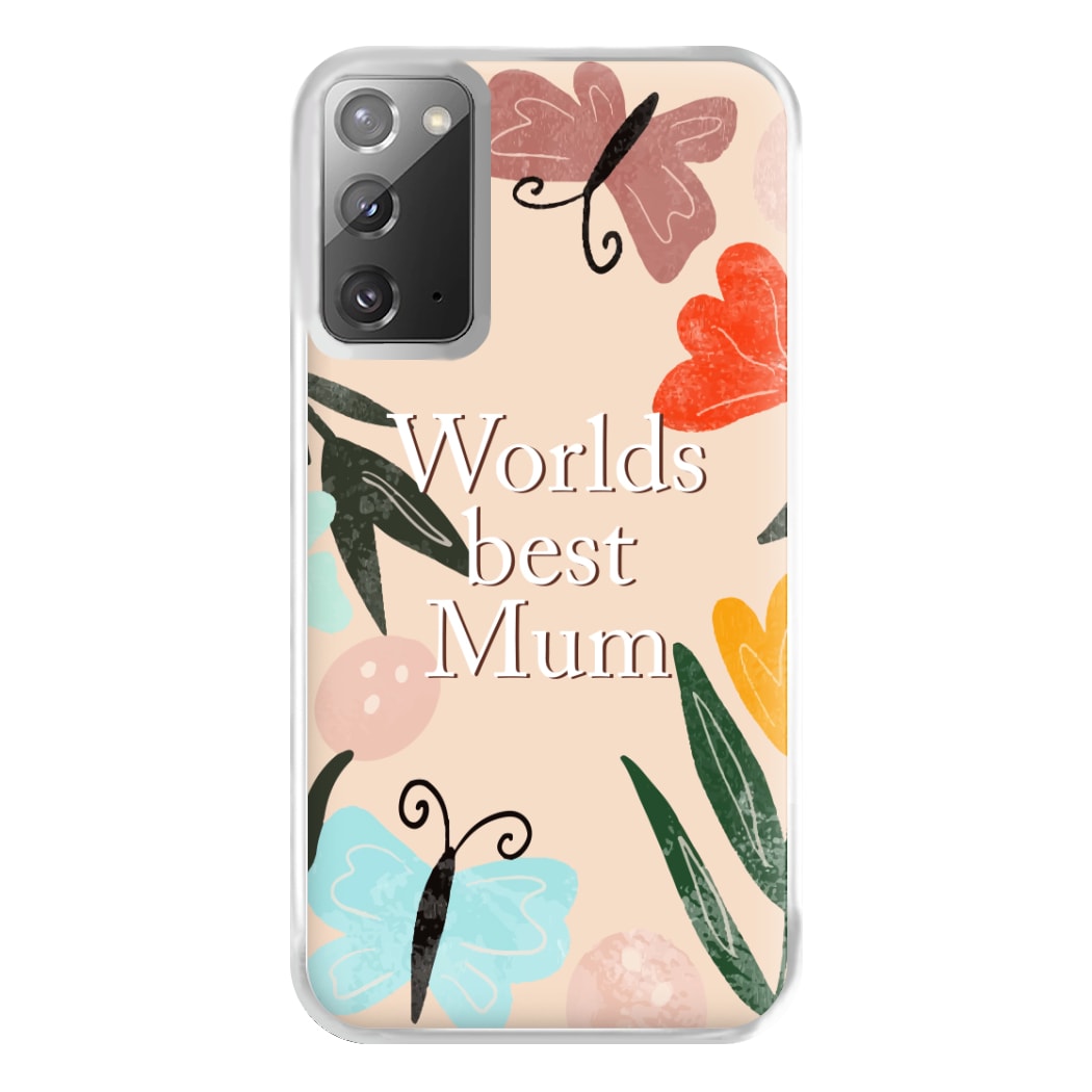 Worlds Best Mum - Floral Mother's Day Phone Case for Galaxy Note 20 Ultra