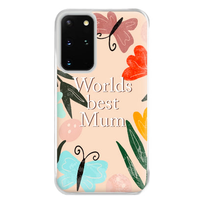 Worlds Best Mum - Floral Mother's Day Phone Case for Galaxy S20 Plus