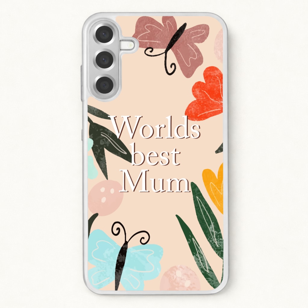 Worlds Best Mum - Floral Mother's Day Phone Case for Galaxy A37