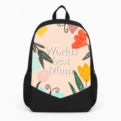 Worlds Best Mum - Floral Mother's Day Large Backpack